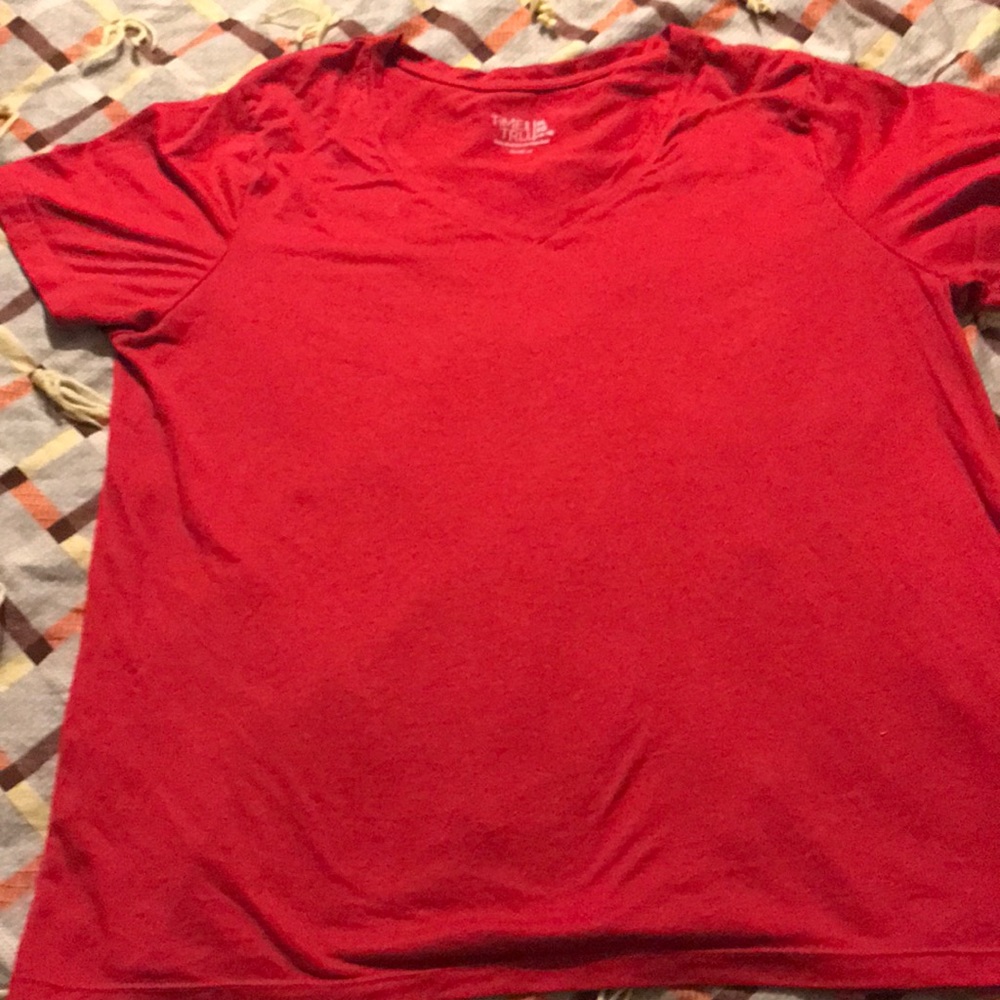 Woman’s red shirt